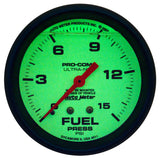 2-5/8" FUEL PRESSURE 0-15 PSI LIQUID FILLED ULTRA-NITE