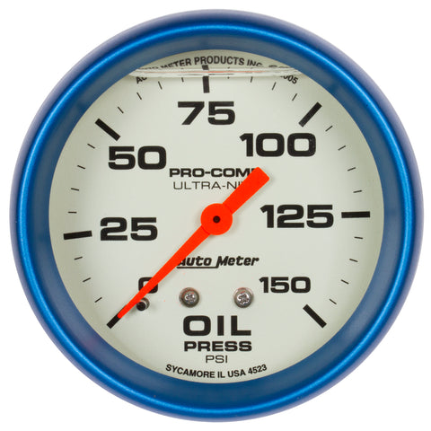 2-5/8" OIL PRESSURE 0-150 PSI LIQUID FILLED ULTRA-NITE