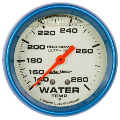 2-5/8" WATER TEMPERATURE 140-280 °F LIQUID FILLED ULTRA-NITE