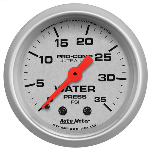2-1/16" WATER PRESSURE 0-35 PSI ULTRA-LITE