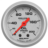 2-1/16" OIL PRESSURE 0-200 PSI ULTRA-LITE