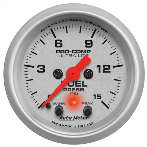 2-1/16" FUEL PRESSURE 0-15 PSI ULTRA-LITE