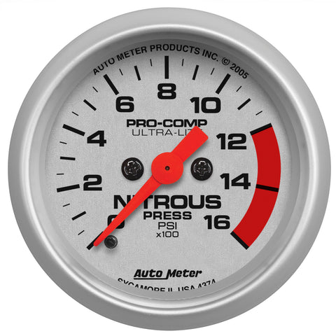 2-1/16" NITROUS PRESSURE 0-1600 PSI ULTRA-LITE