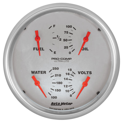5" QUAD GAUGE 100 PSI/100-250 °F/8-18V/0-90 O ULTRA-LITE