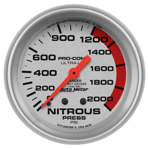 2-5/8" NITROUS PRESSURE 0-2000 PSI ULTRA-LITE
