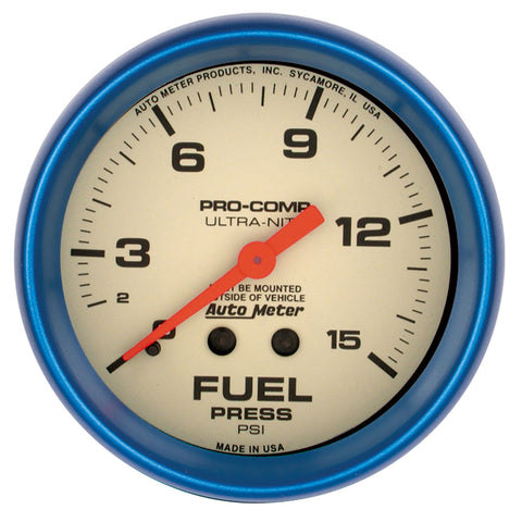 2-5/8" FUEL PRESSURE 0-15 PSI ULTRA-NITE