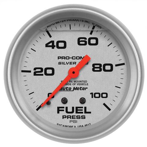 2-5/8" FUEL PRESSURE 0-100 PSI LIQUID FILLED ULTRA-LITE