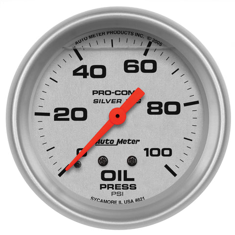 2-5/8" OIL PRESSURE 0-100 PSI LIQUID FILLED ULTRA-LITE