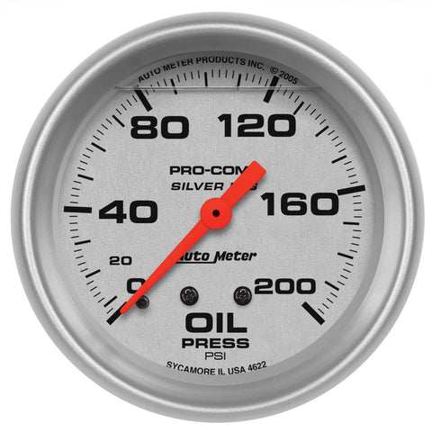 2-5/8" OIL PRESSURE 0-200 PSI LIQUID FILLED ULTRA-LITE