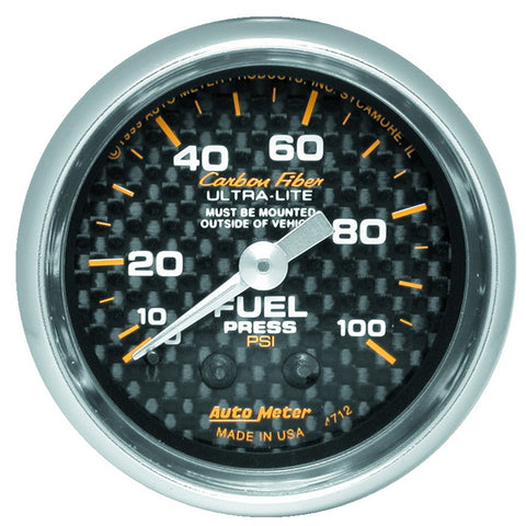 2-1/16" FUEL PRESSURE 0-100 PSI CARBON FIBER