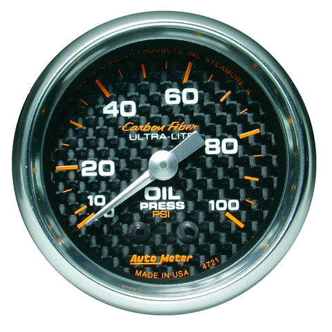 2-1/16" OIL PRESSURE 0-100 PSI CARBON FIBER