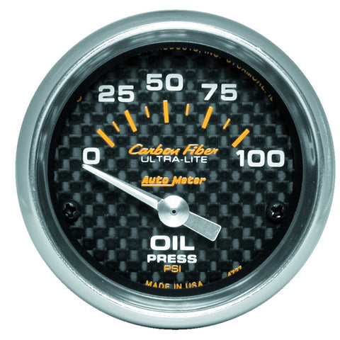 2-1/16" OIL PRESSURE 0-100 PSI CARBON FIBER