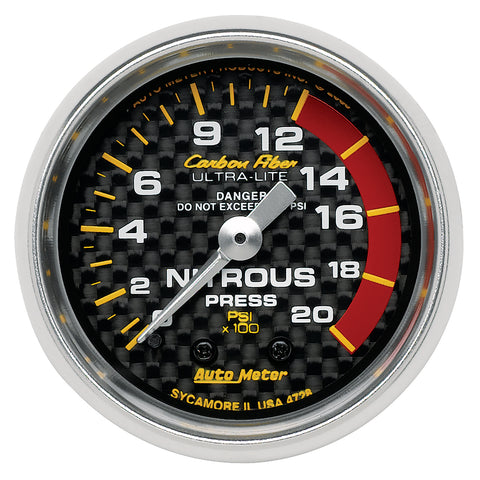 2-1/16" NITROUS PRESSURE 0-2000 PSI CARBON FIBER