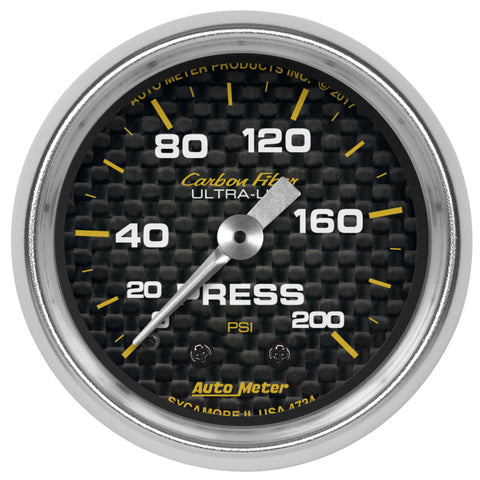 2-1/16" PRESSURE 0-200 PSI CARBON FIBER