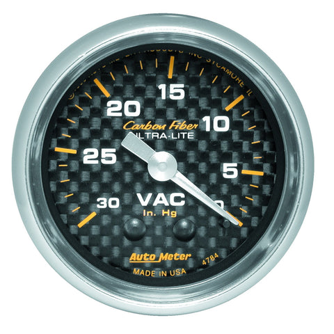2-1/16" VACUUM 0-30 IN HG CARBON FIBER