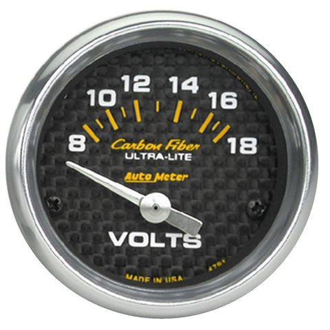 2-1/16" VOLTMETER 8-18V CARBON FIBER