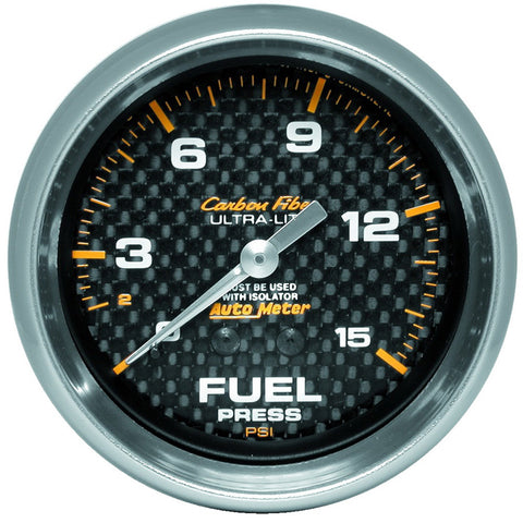 2-5/8" FUEL PRESSURE 0-15 PSI CARBON FIBER