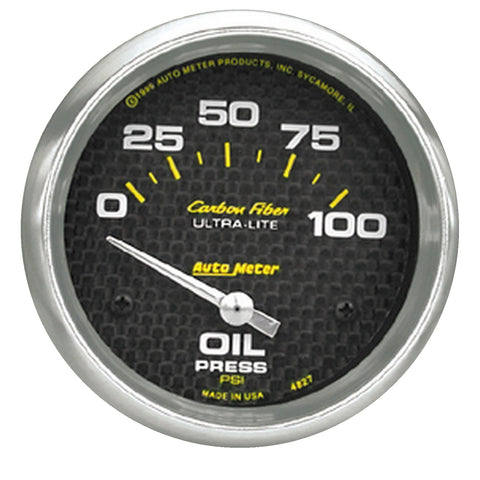 2-5/8" OIL PRESSURE 0-100 PSI CARBON FIBER