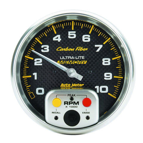 5" IN-DASH TACHOMETER 0-10000 RPM PEAK MEMORY CARBON FIBER