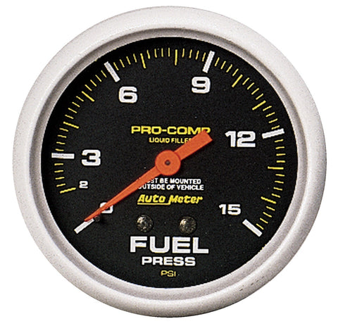 2-5/8" FUEL PRESSURE 0-15 PSI LIQUID FILLED PRO-COMP