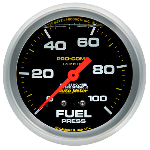 2-5/8" FUEL PRESSURE 0-100 PSI LIQUID FILLED PRO-COMP