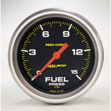 2-5/8" FUEL PRESSURE 0-15 PSI PRO-COMP