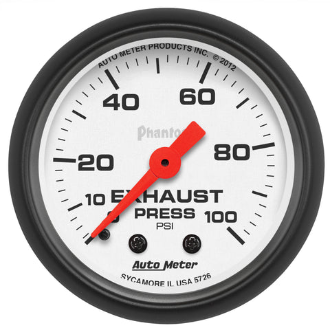 2-1/16" EXHAUST PRESSURE 0-100 PSI PHANTOM