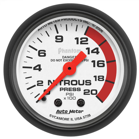 2-1/16" NITROUS PRESSURE 0-2000 PSI PHANTOM