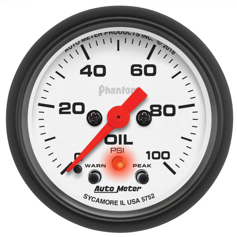 2-1/16" OIL PRESSURE 0-100 PSI PHANTOM