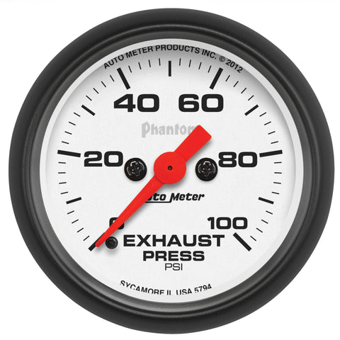 2-1/16" EXHAUST PRESSURE 0-100 PSI PHANTOM