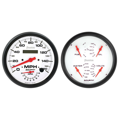 2 PC. GAUGE KIT 5" QUAD & TACH/SPEEDO 240-33 O PHANTOM