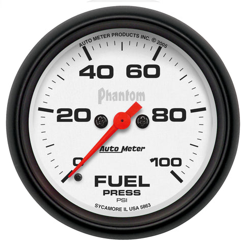 2-5/8" FUEL PRESSURE 0-100 PSI PHANTOM