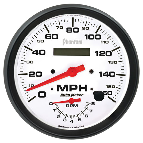 5" TACHOMETER/SPEEDOMETER COMBO 8K RPM/160 MPH PHANTOM