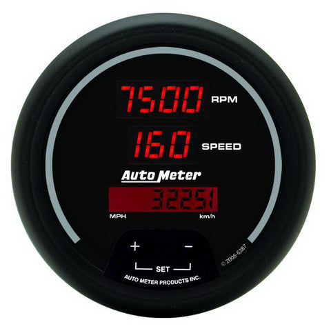 3-3/8" TACHOMETER/SPEEDOMETER COMBO 10K RPM/260 MPH/260 KM/H SPORT-COMP DIGITAL