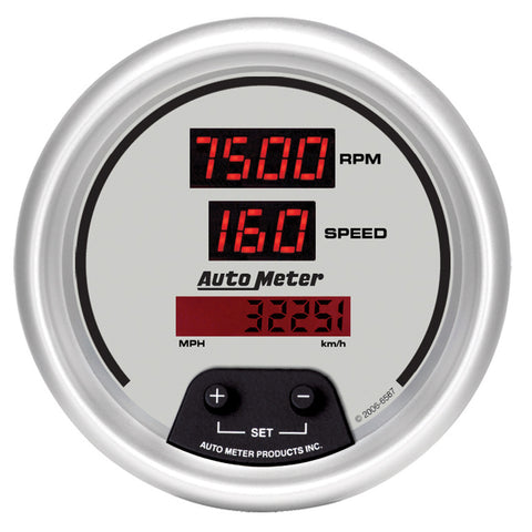 3-3/8" TACHOMETER/SPEEDOMETER COMBO 10K RPM/260 MPH/260 KM/H ULTRA-LITE DIGITAL