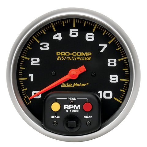 TACHOMETER 5" 0-10000 RPM IN-DASH W/PEAK MEMORY PRO-COMP