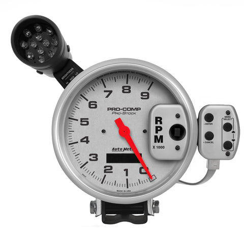 5" TACHOMETER 0-9000 RPM PRO-STOCK PEDESTAL W/ SUPER LITE & PEAK MEM ULTRA-LITE