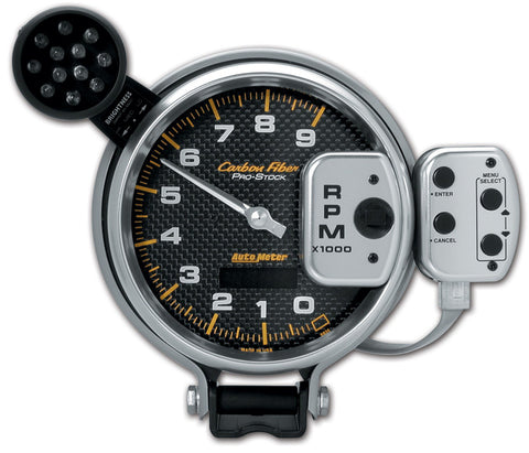 5" TACHOMETER 0-9000 RPM PRO-STOCK PEDESTAL W/ SUPER LITE & PEAK MEM CARBON FIBER