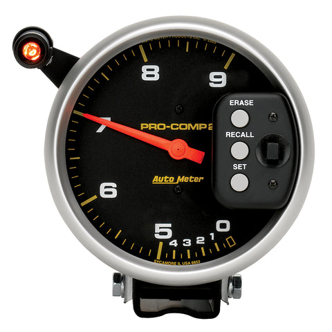 5" TACHOMETER 0-9000 RPM PEDESTAL DUAL RANGE W/ QUICK LITE & PEAK MEMORY PRO-COMP