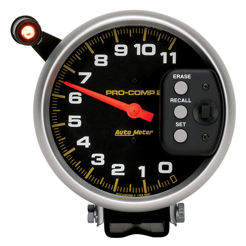 5" TACHOMETER 0-11000 RPM PEDESTAL W/ QUICK LITE & PEAK MEMORY PRO-COMP
