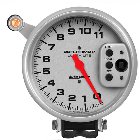5" TACHOMETER 0-11000 RPM PEDESTAL W/ QUICK LITE W/PEAK MEMORY ULTRA-LITE