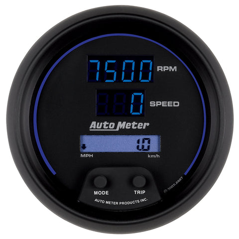 3-3/8" TACHOMETER/SPEEDOMETER COMBO 10K RPM/260 MPH/260 KM/H COBALT DIGITAL