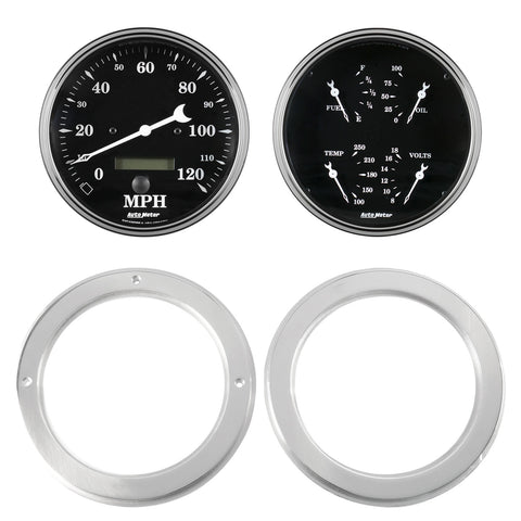 2 GAUGE DIRECT FIT DASH KIT CHEVY TRUCK 54-55 2 GAUGE  OLD TYME BLACK