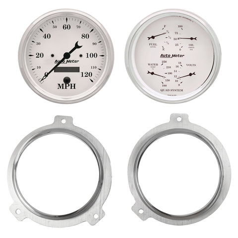 2 GAUGE DIRECT FIT DASH KIT CHEVY CAR 51-52 2 GAUGE  OLD-TYME WHITE
