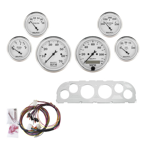 6 GAUGE DIRECT-FIT DASH KIT CHEVY TRUCK 60-63 OLD TYME WHITE