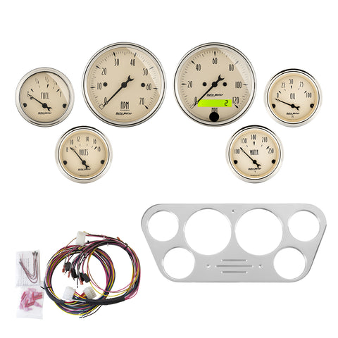 6 GAUGE DIRECT-FIT DASH KIT FORD TRUCK 53-55 ANTIQUE BEIGE