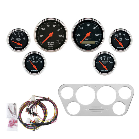 6 GAUGE DIRECT-FIT DASH KIT FORD TRUCK 53-55 DESIGNER BLACK
