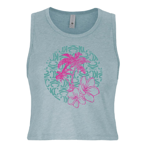 KC Women'S Island Dreams Crop Tank - Stonewash Denim - Large