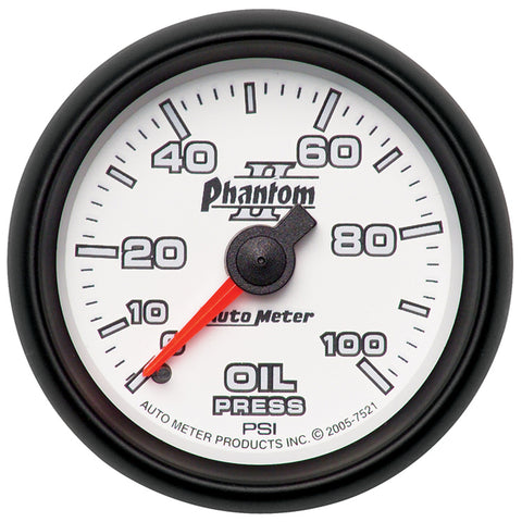 2-1/16" OIL PRESSURE 0-100 PSI PHANTOM II