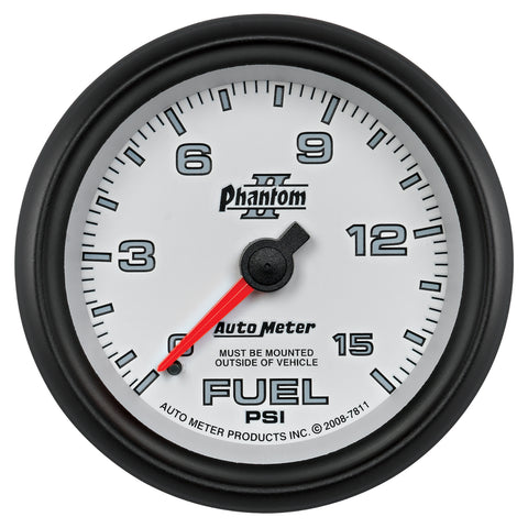 2-5/8" FUEL PRESSURE 0-15 PSI PHANTOM II